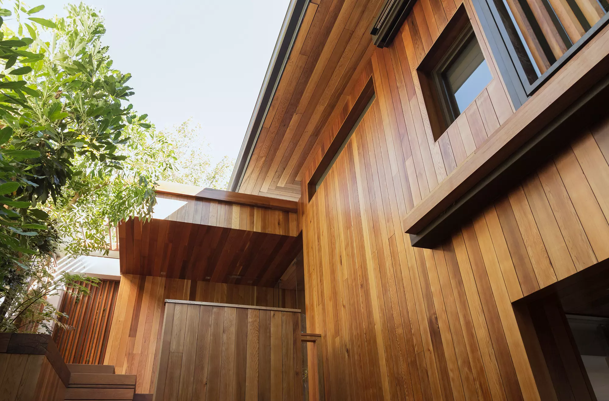 Wood siding covering a home.