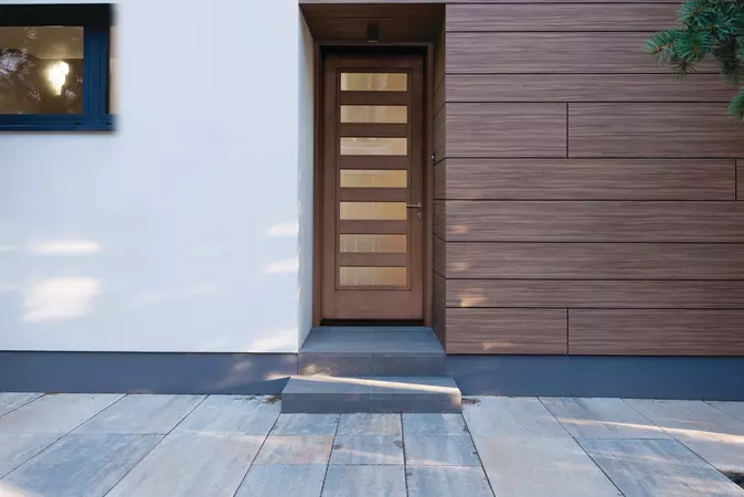 Premium Textured Fiberglass door with a Full Lite door style and Contemporary Simulated Divided Lite glass.