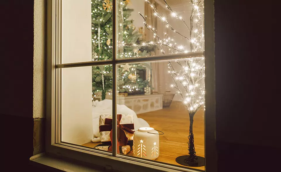 Cozy Christmas decorations in a living room