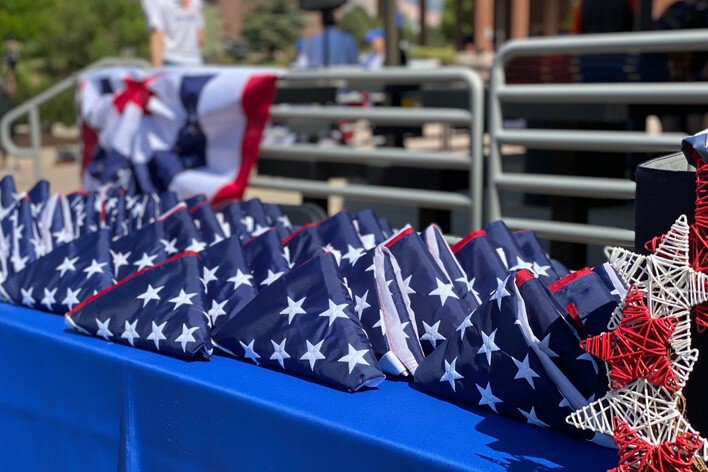 American flags proudly displayed during the Old Glory Exchange event