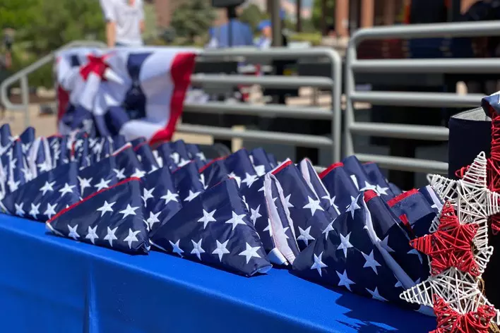 American flags proudly displayed during the Old Glory Exchange event