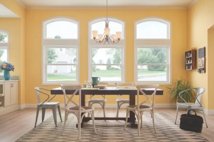 Custom Windows in Yellow Dining Room