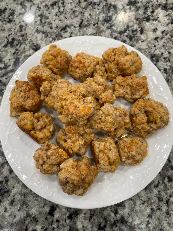 Delicious sausage balls on a platter