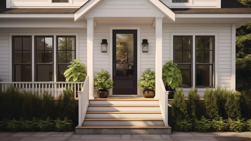 8 foot tall brushed smooth fiberglass exterior door in a 2-panel flushed-glaze style with clear glass.