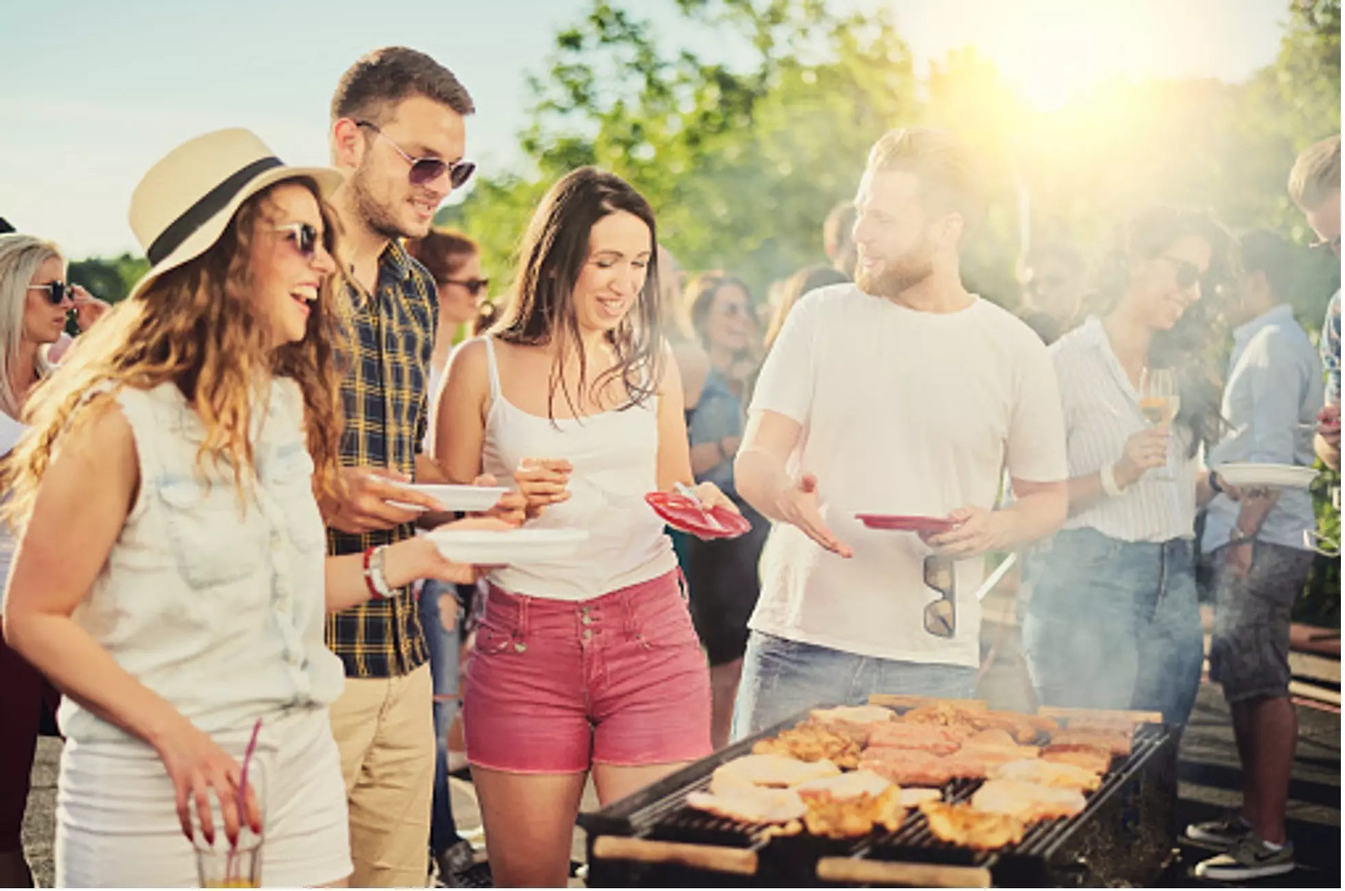 New neighbors grilling outdoors