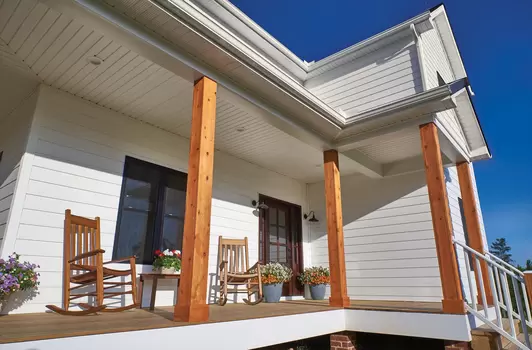 Ascend Composite Siding, white composite lap siding, black windows