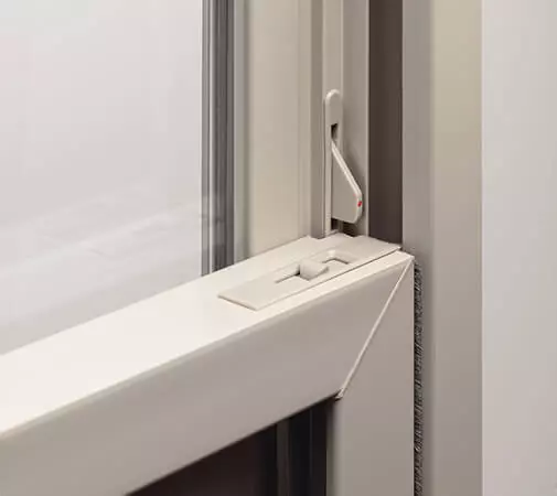 Window World 4500 Series Double-Hung Window Interior Shot of Sash Lock and Sash Tilt Mechanism