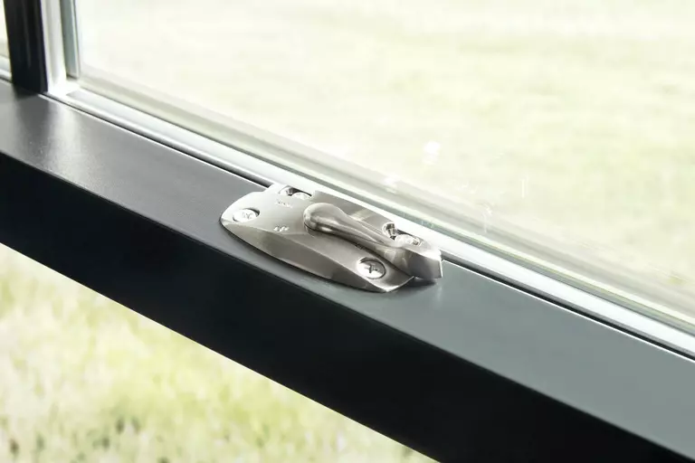 Close-up view of a window latch