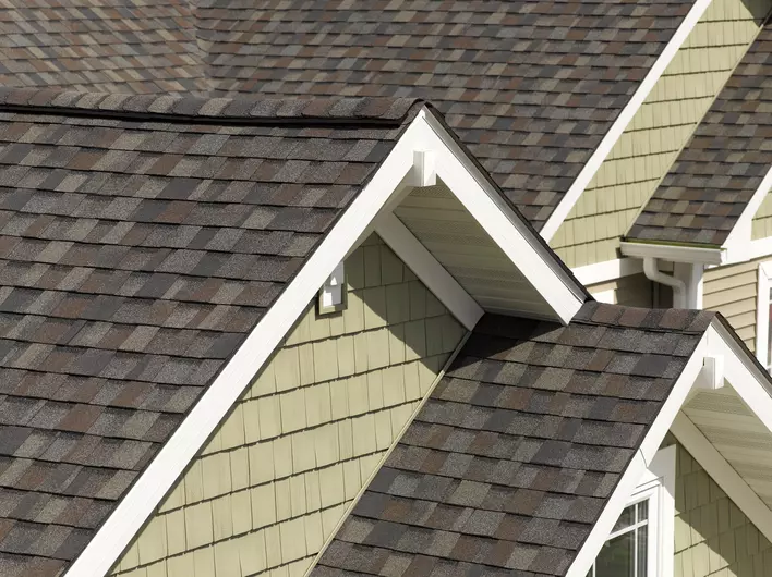 Asphalt shingles on a Port City home with siding and shake exterior.