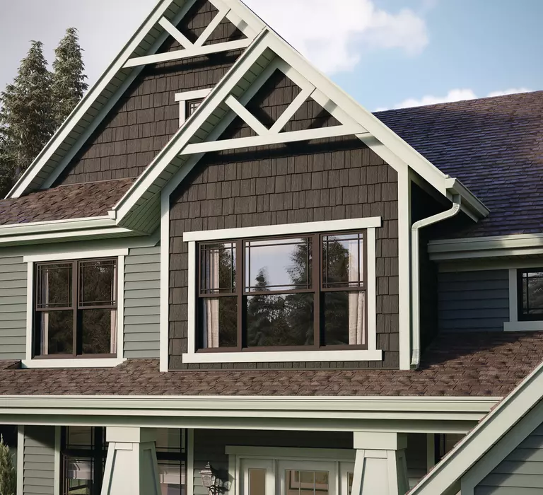 Second level of a home featuring windows of multiple sizes.