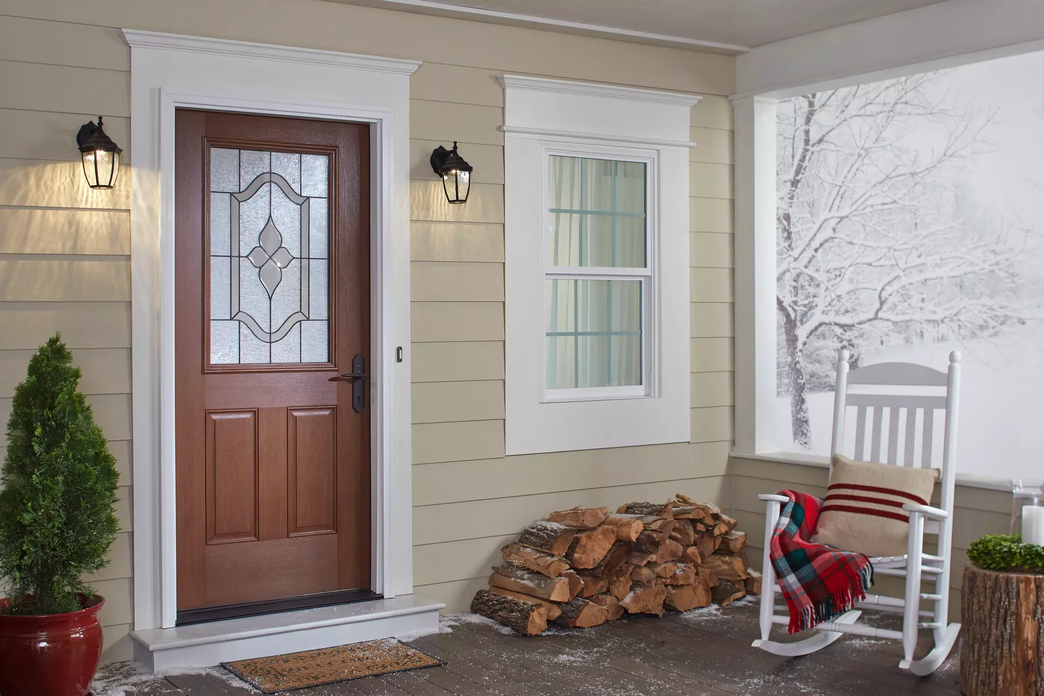 A home with winterized doors and windows