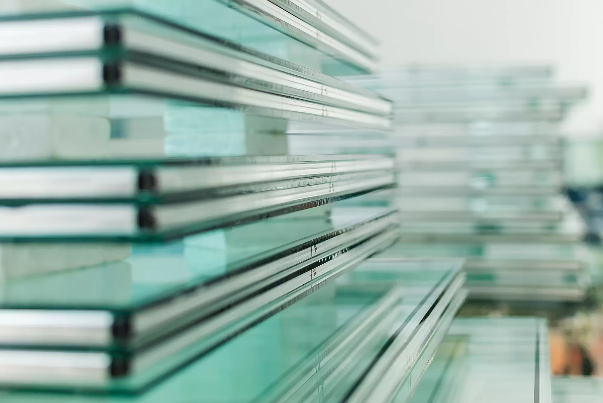 Window pane glass in storage.