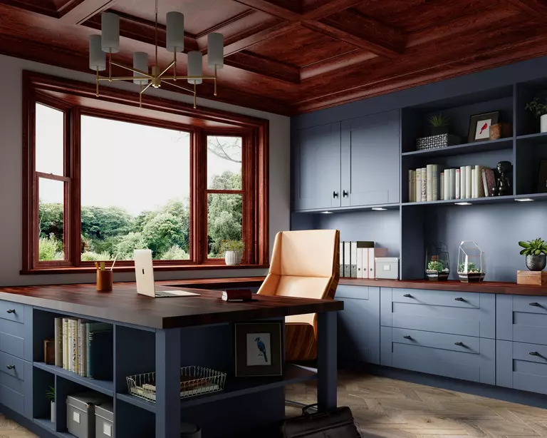 Energy-efficient windows letting light into an office.