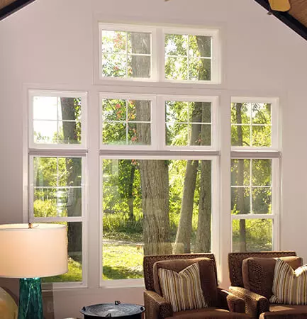 Window World 4500 Series Double-Hung Window Combination Living Room