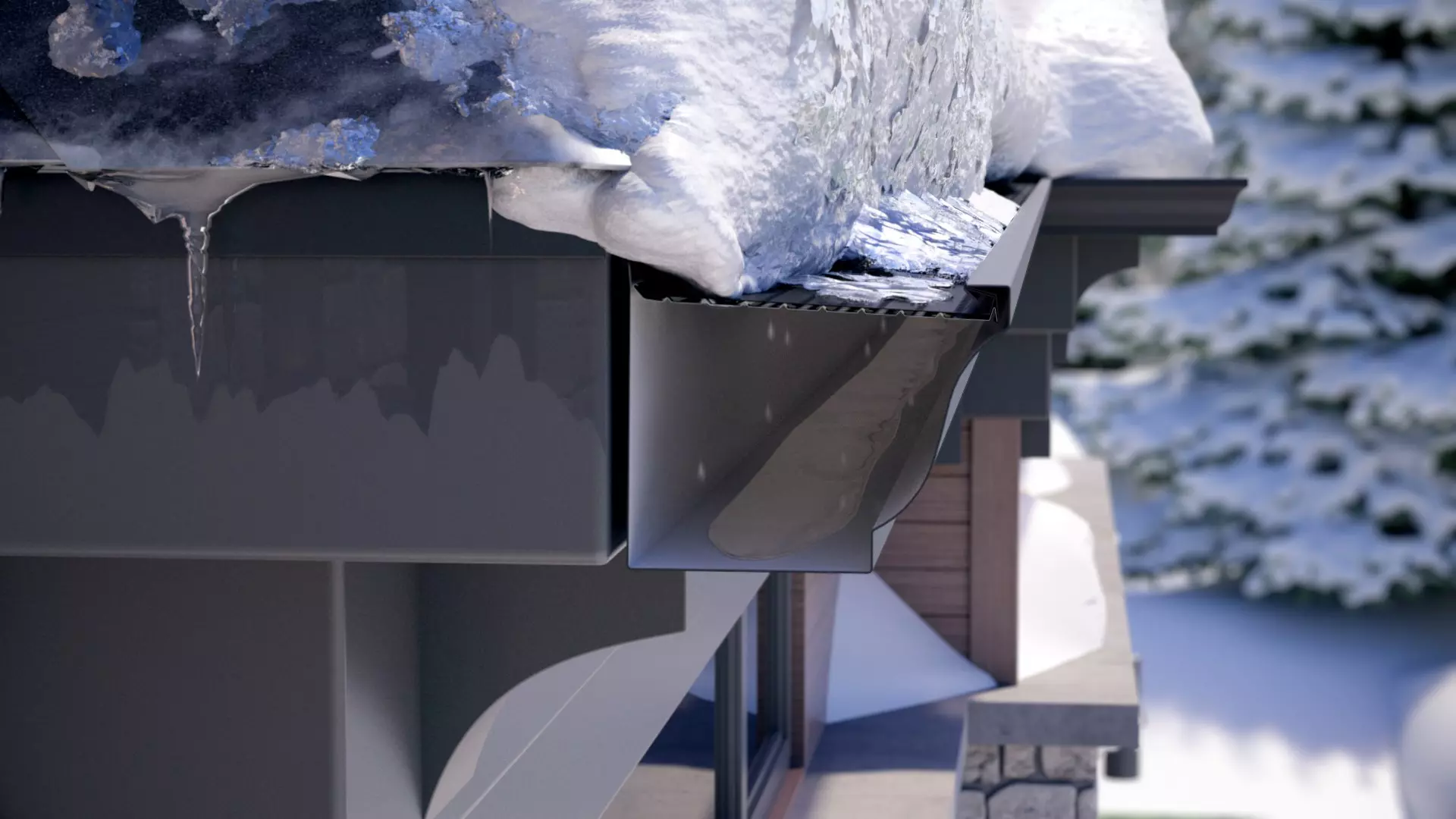 Example of gutters that have been winterized