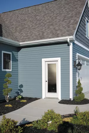 Traditional home with a full lite door style and blanca glass, prefinished in classic white
