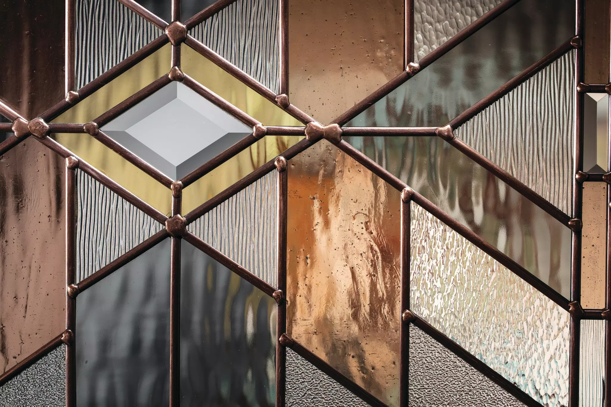 Close-up of a glass feature.