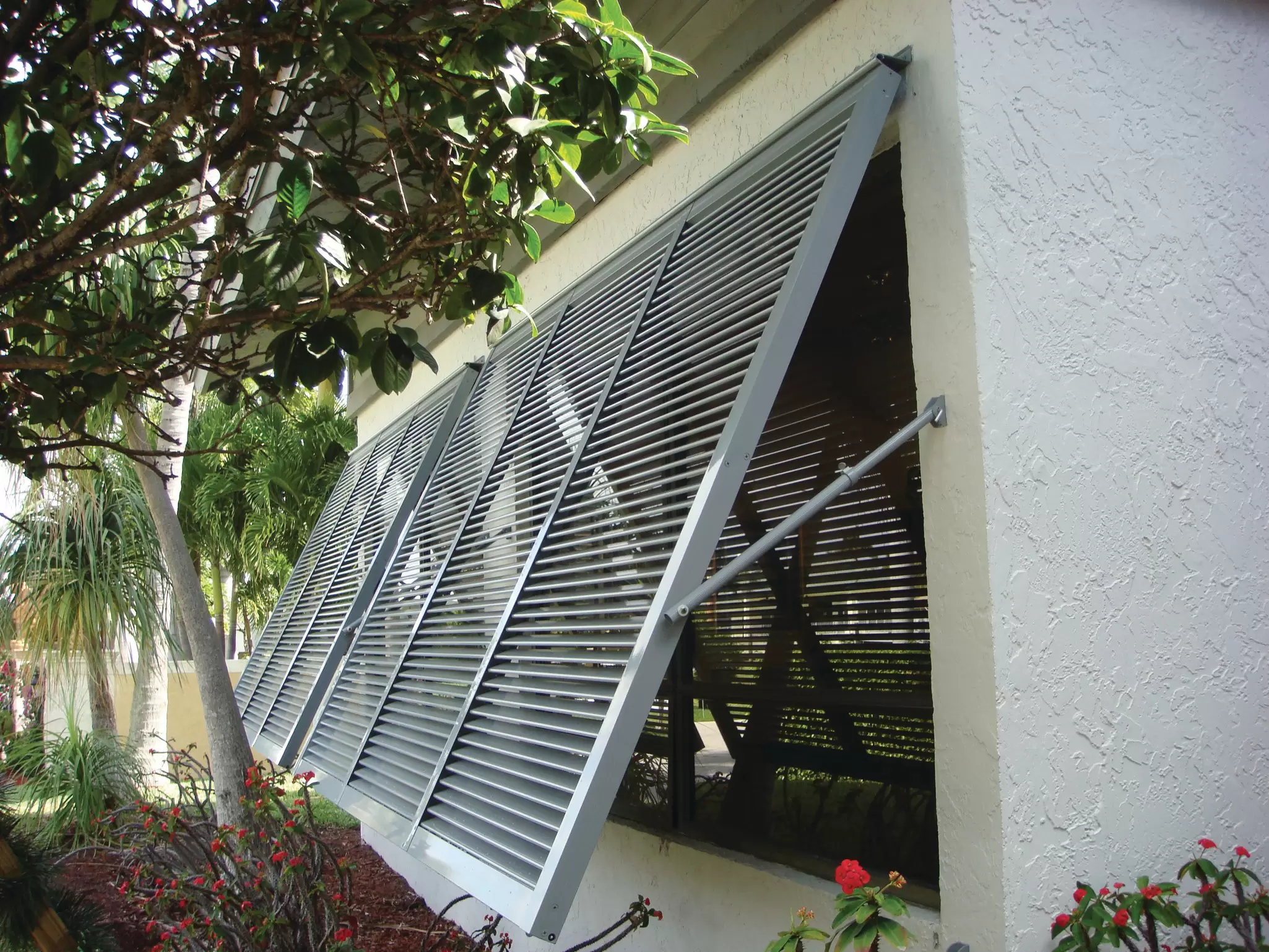 Home with a hurricane shutter.