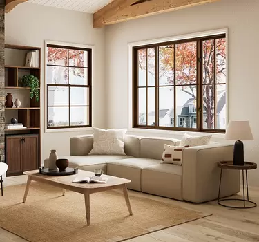 A spacious living room with window world windows