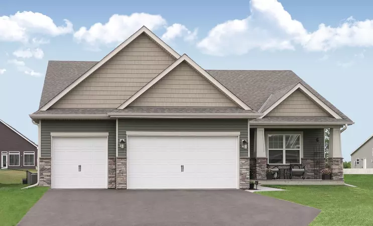 White vertical short panel garage door with no windows installed on a residential home.