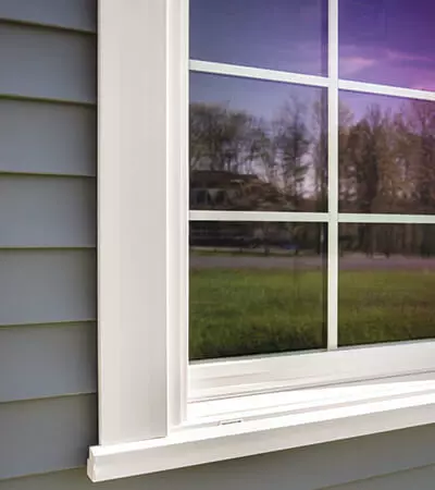 Window World 4500 Series Double-Hung Window with Tiered Brickmould and Flat Casing