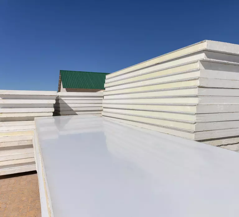 Insulation products in the sun outdoors.