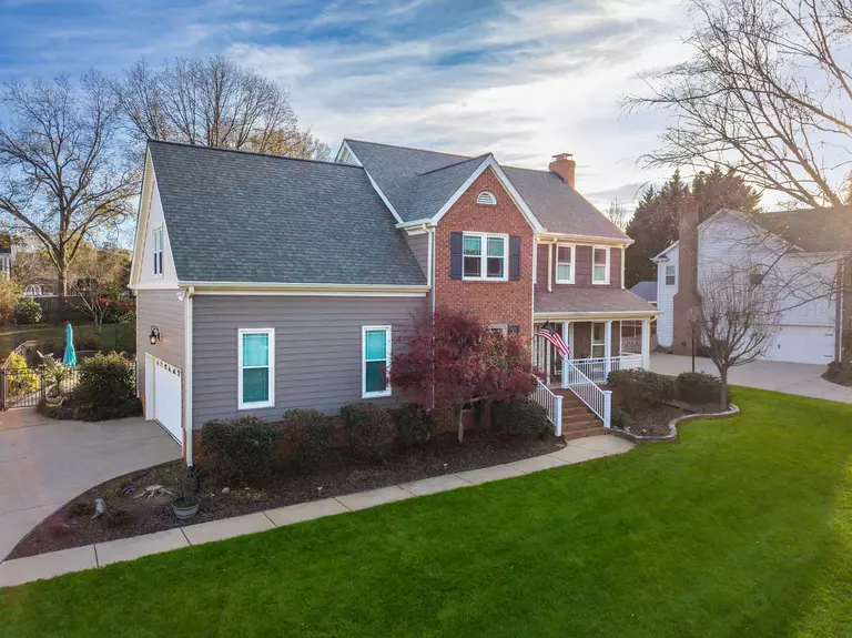 Front yard of a two-story home.