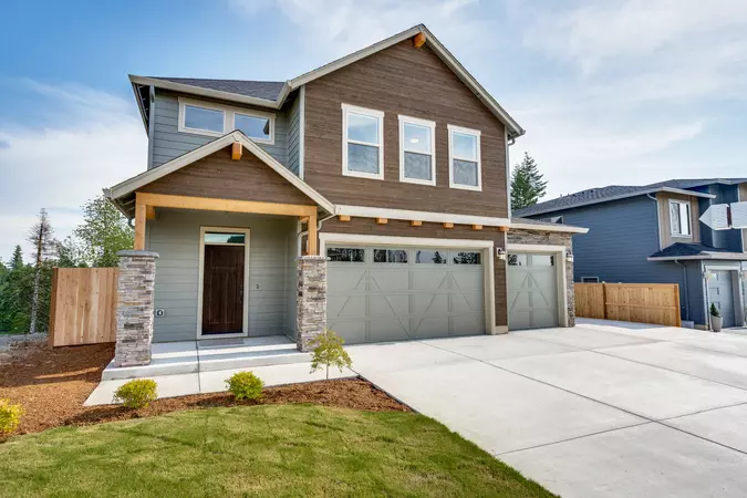 Textured Steel Entry Door, with a 3-Panel Flat Shaker door style, with Addison Handleset hardware in Matte Black.