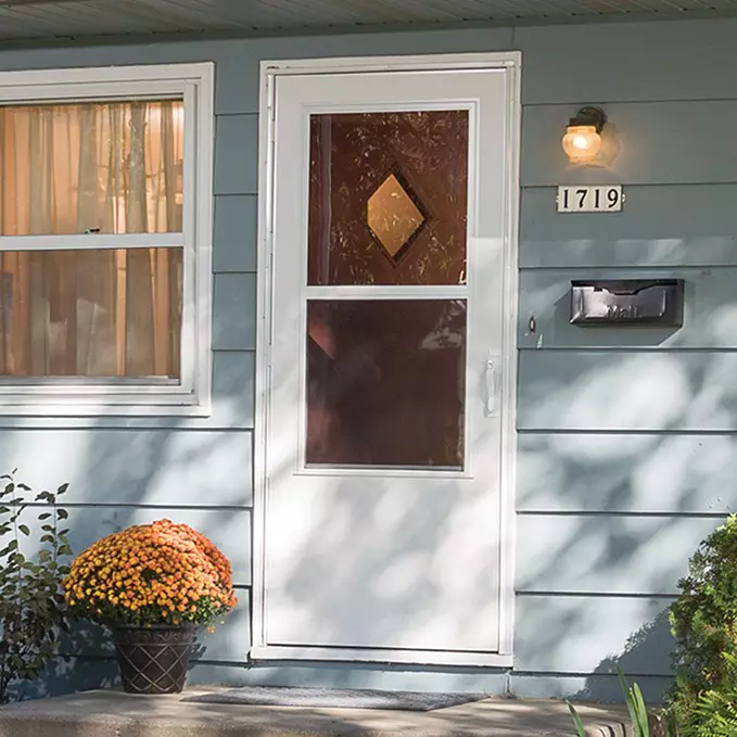 Retractable screen door on the front of a house