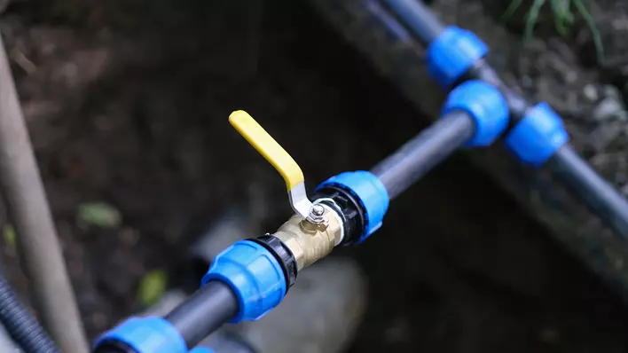The water main of a house, which is the central conduit of water.