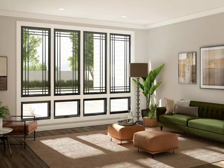 High U-value windows letting light into a living room.